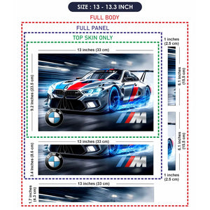 BMW M Series Racing Car Illustration Laptop Skin - View 6