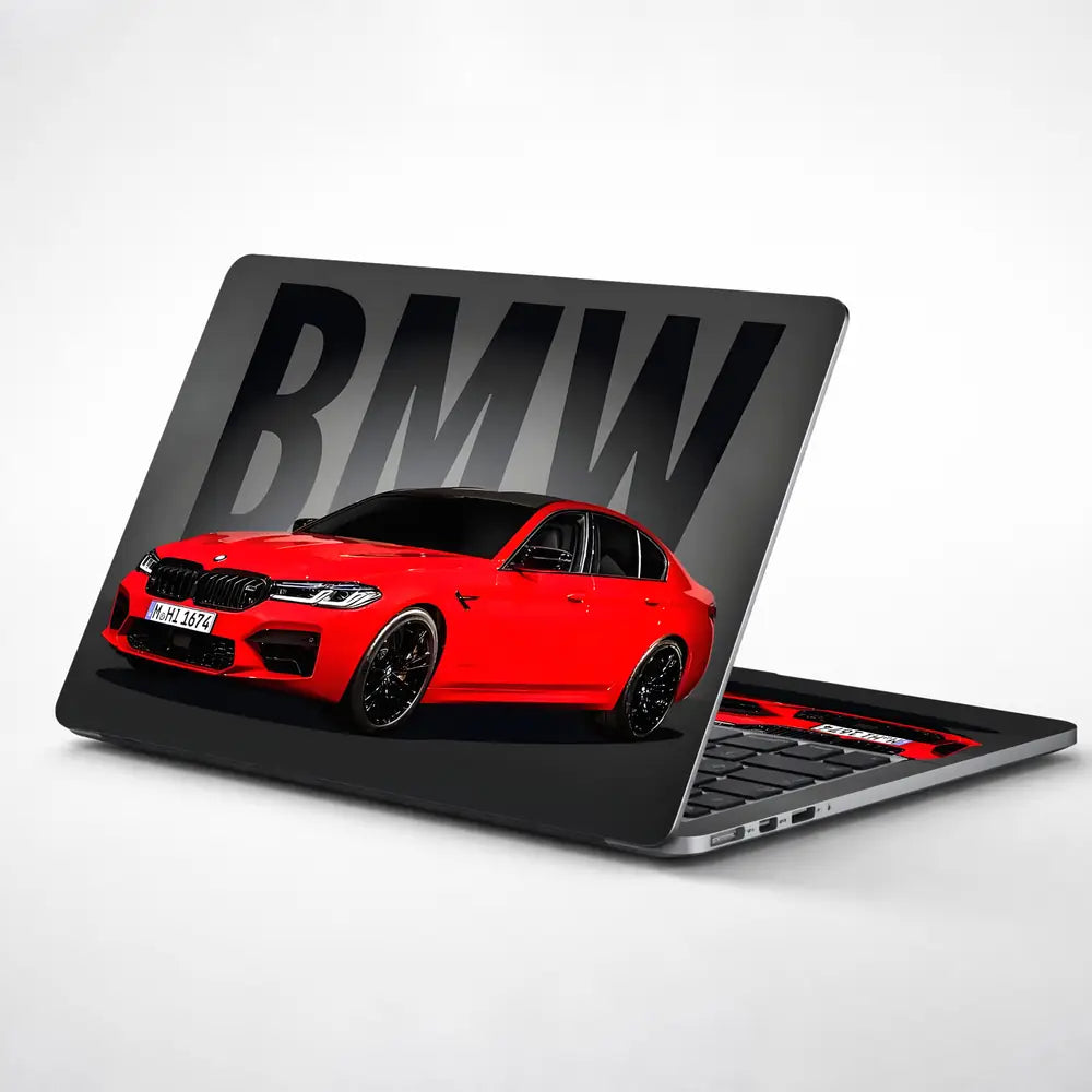 BMW M Series Red Sedan Laptop Skin - View 1
