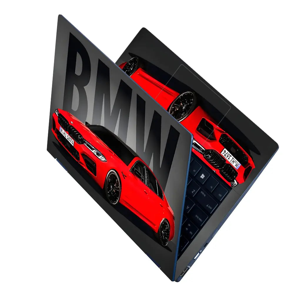 BMW M Series Red Sedan Laptop Skin - View 2