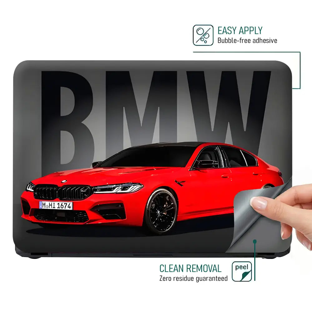 BMW M Series Red Sedan Laptop Skin - View 4