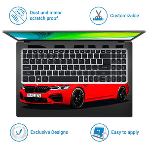 BMW M Series Red Sedan Laptop Skin - View 5