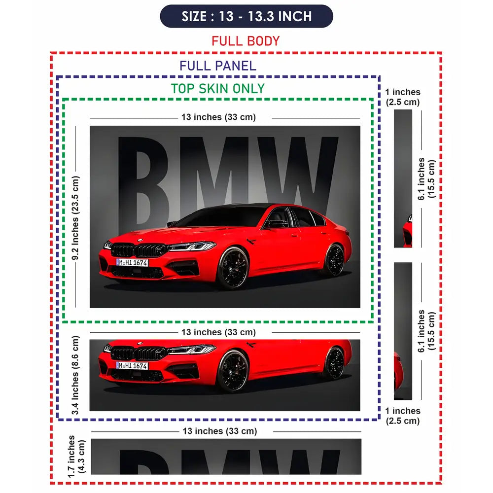 BMW M Series Red Sedan Laptop Skin - View 6