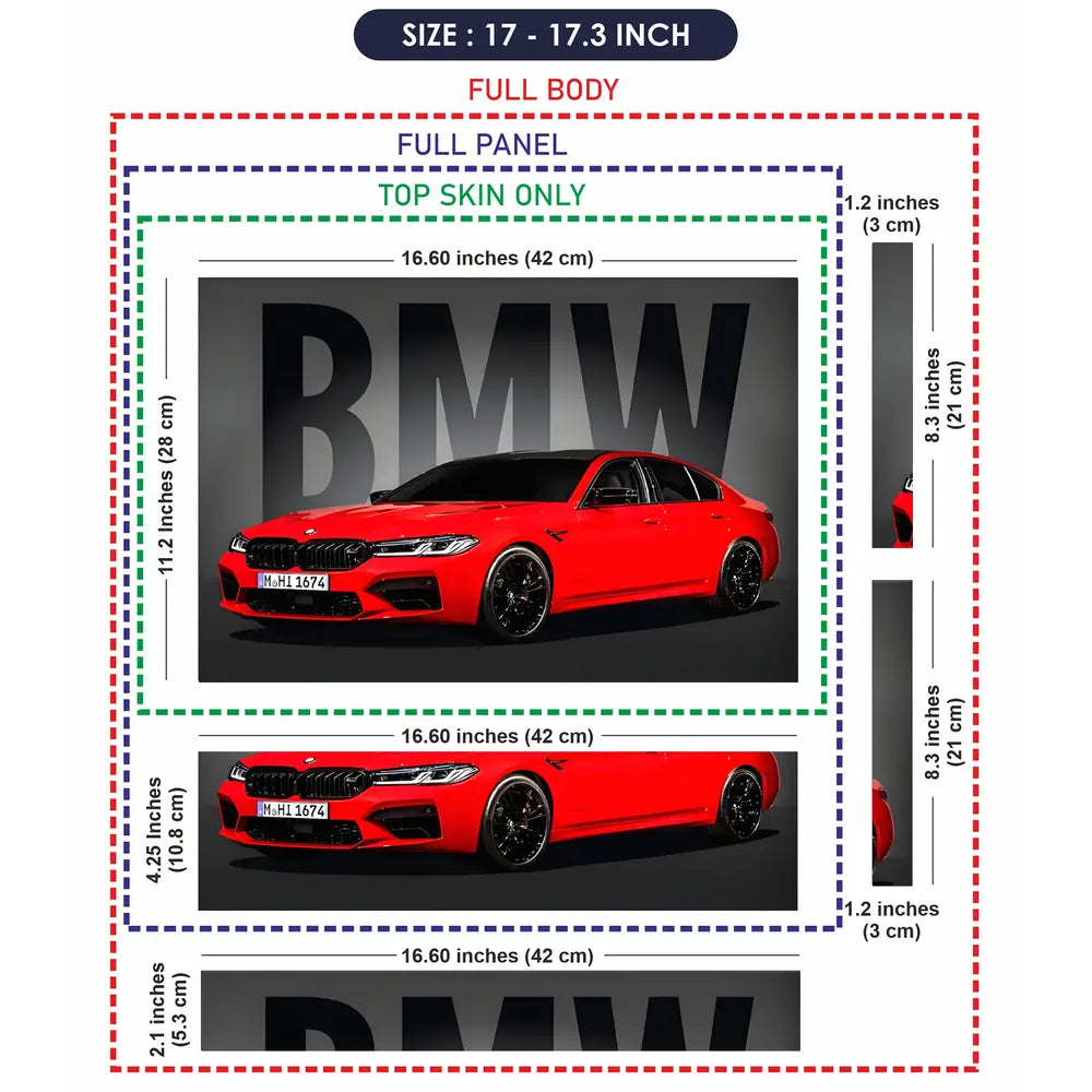 BMW M Series Red Sedan Laptop Skin - View 9