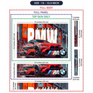 BMW M Series Red Sports Car with Urban Street Background Laptop Skin - View 6
