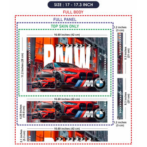 BMW M Series Red Sports Car with Urban Street Background Laptop Skin - View 9