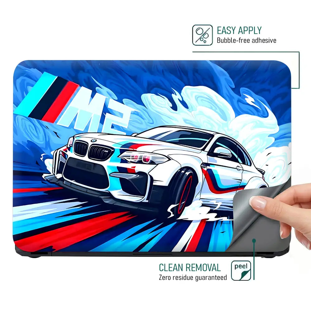 BMW M Sport White Splash Laptop Skin - View 4