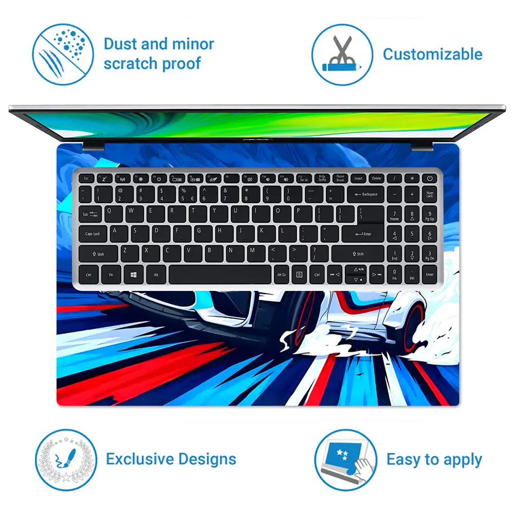 BMW M Sport White Splash Laptop Skin - View 5