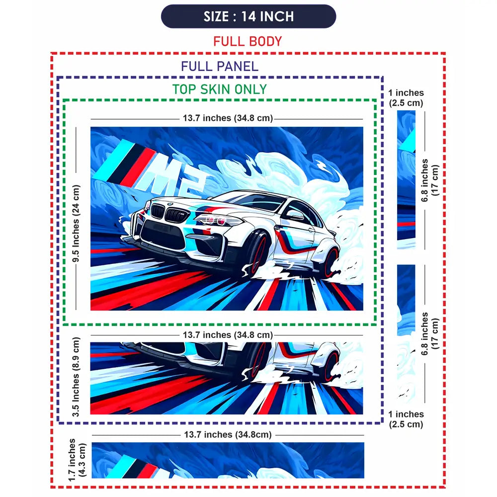 BMW M Sport White Splash Laptop Skin - View 7