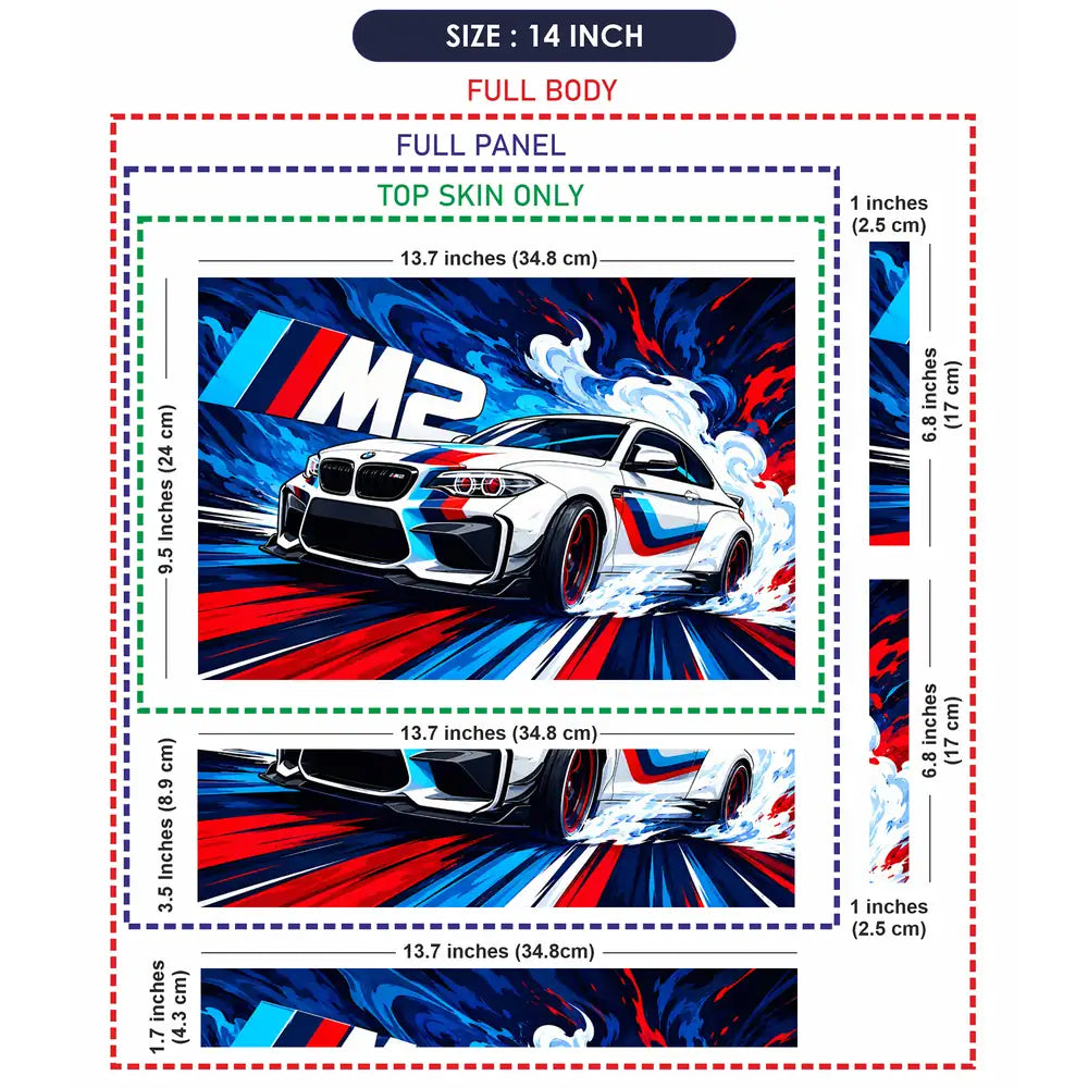 BMW M2 Comic Art Drift Laptop Skin - View 7