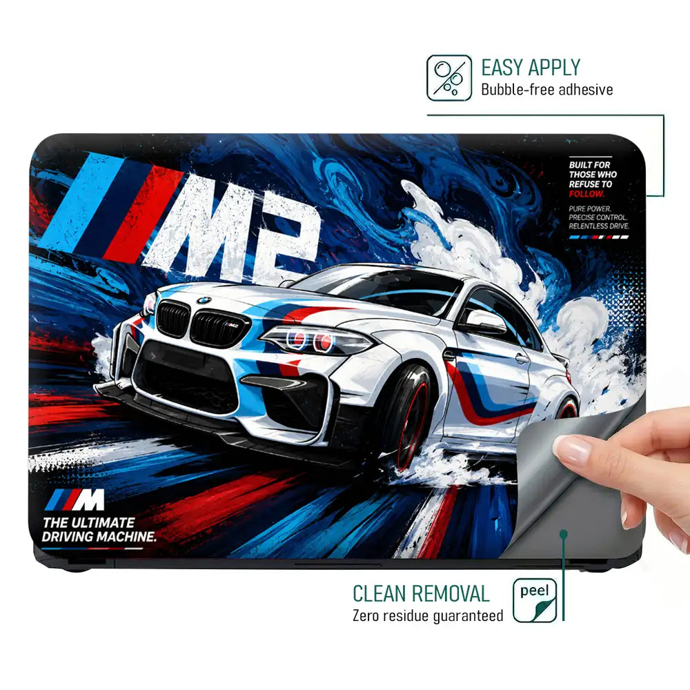 BMW M2 Comic Art Front Drift Laptop Skin - View 4
