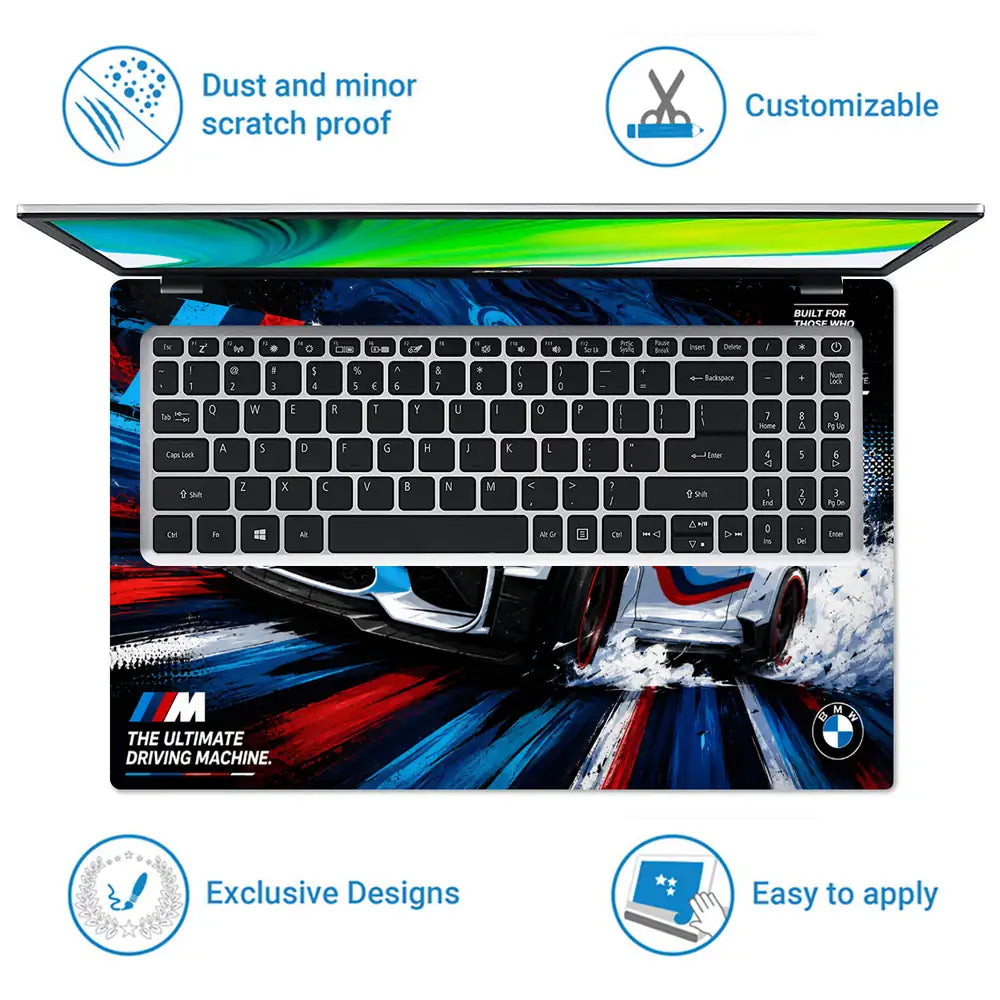 BMW M2 Comic Art Front Drift Laptop Skin - View 5
