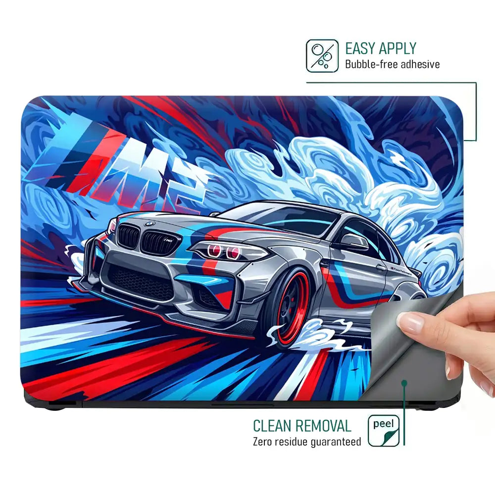 BMW M2 Comic Art Grey Swirl Laptop Skin - View 4