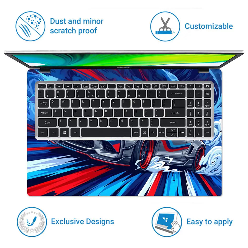 BMW M2 Comic Art Grey Swirl Laptop Skin - View 5