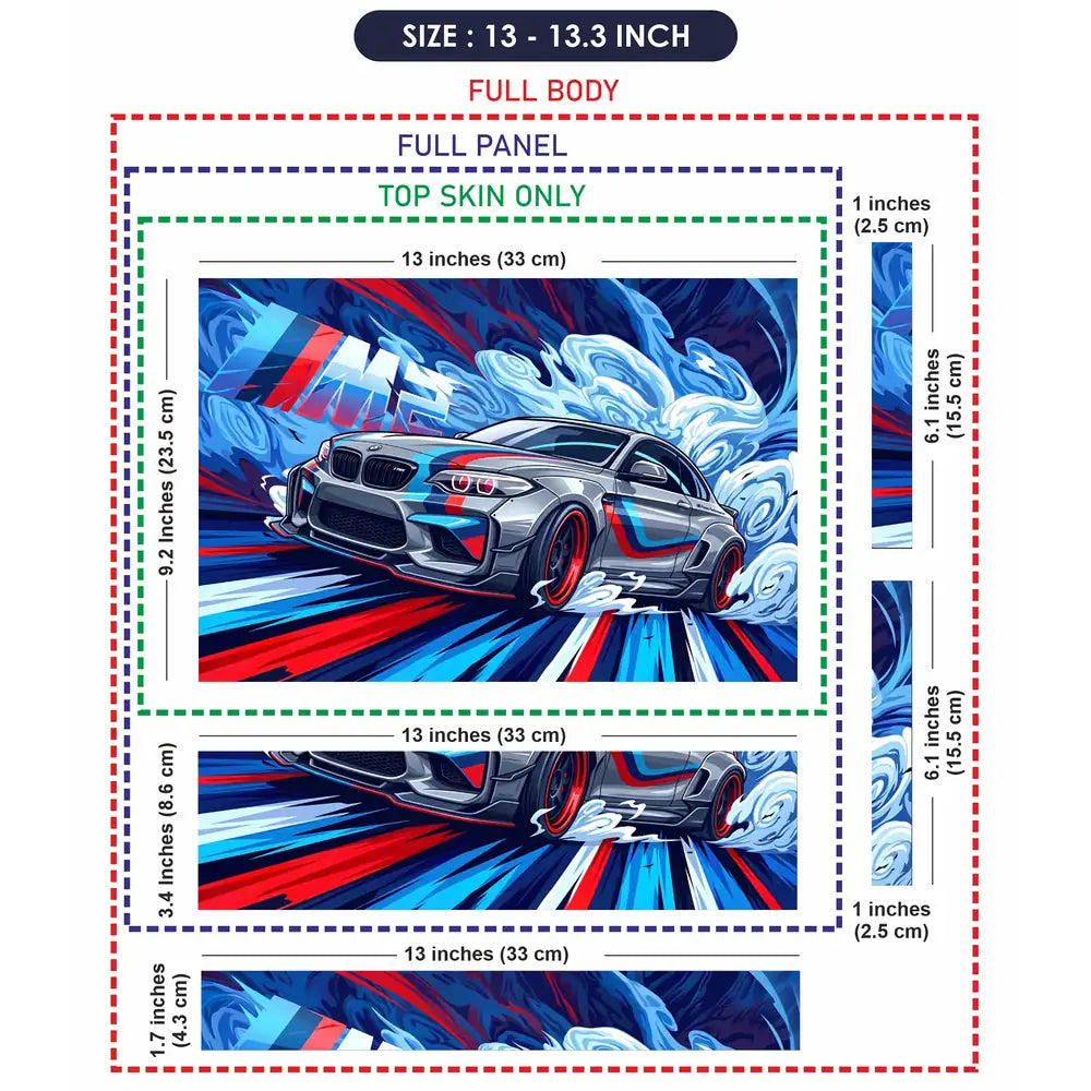 BMW M2 Comic Art Grey Swirl Laptop Skin - View 6