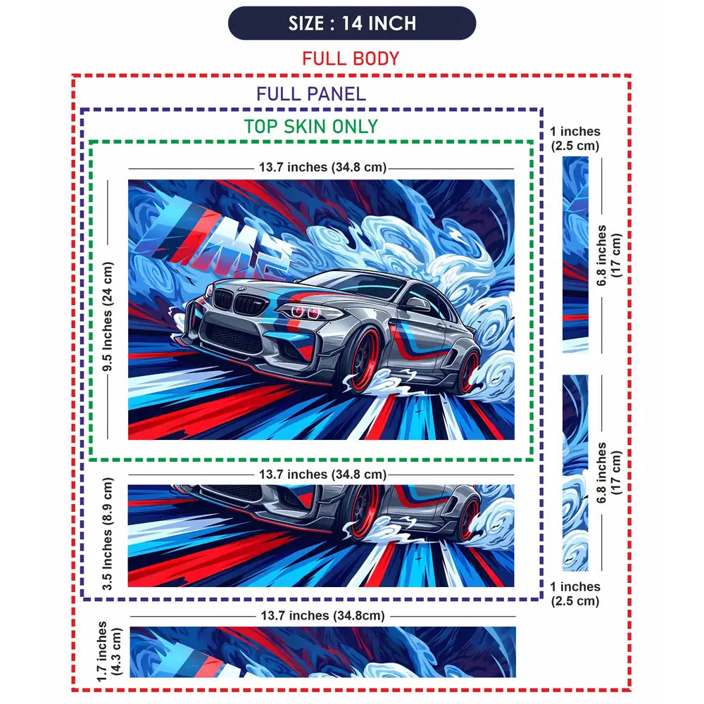 BMW M2 Comic Art Grey Swirl Laptop Skin - View 7