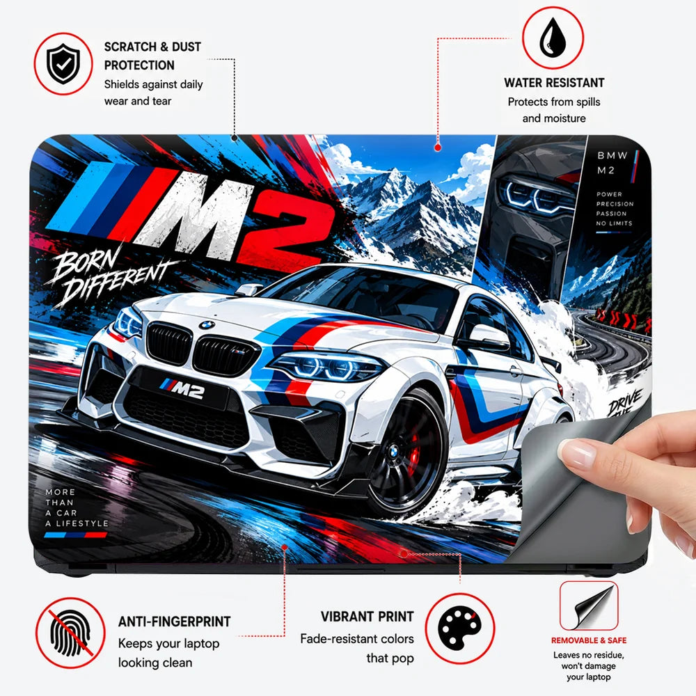 BMW M2 Drift Born Different Laptop Skin - View 4