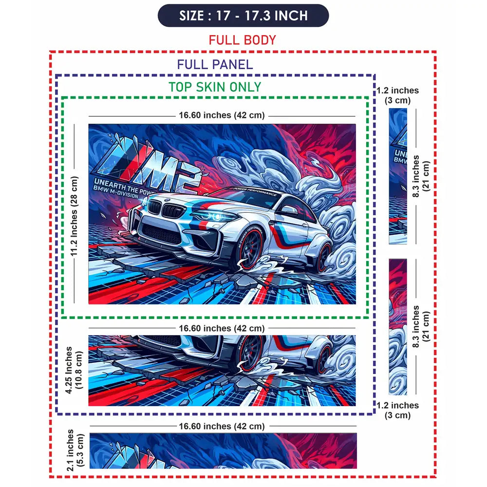 BMW M2 Pop Art Exploding Colors Laptop Skin - View 9