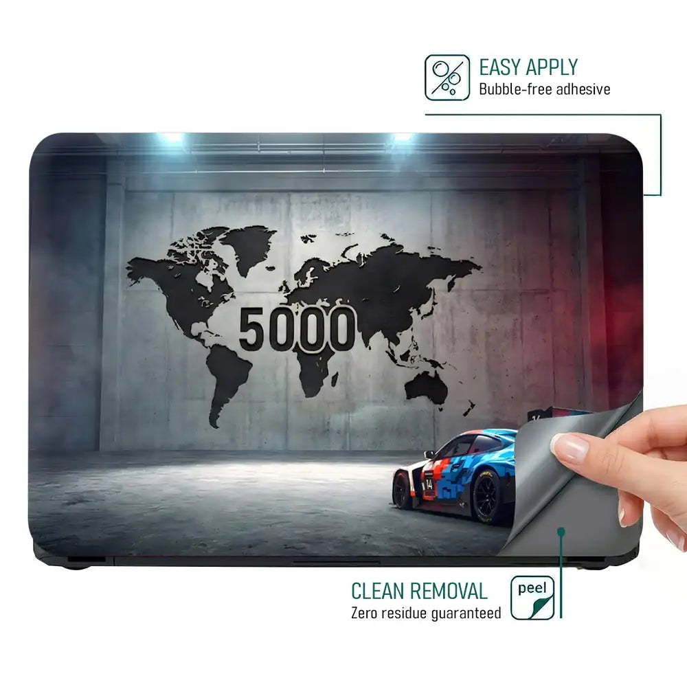 BMW M4 GT3 5000 World Map Front Laptop Skin - View 4
