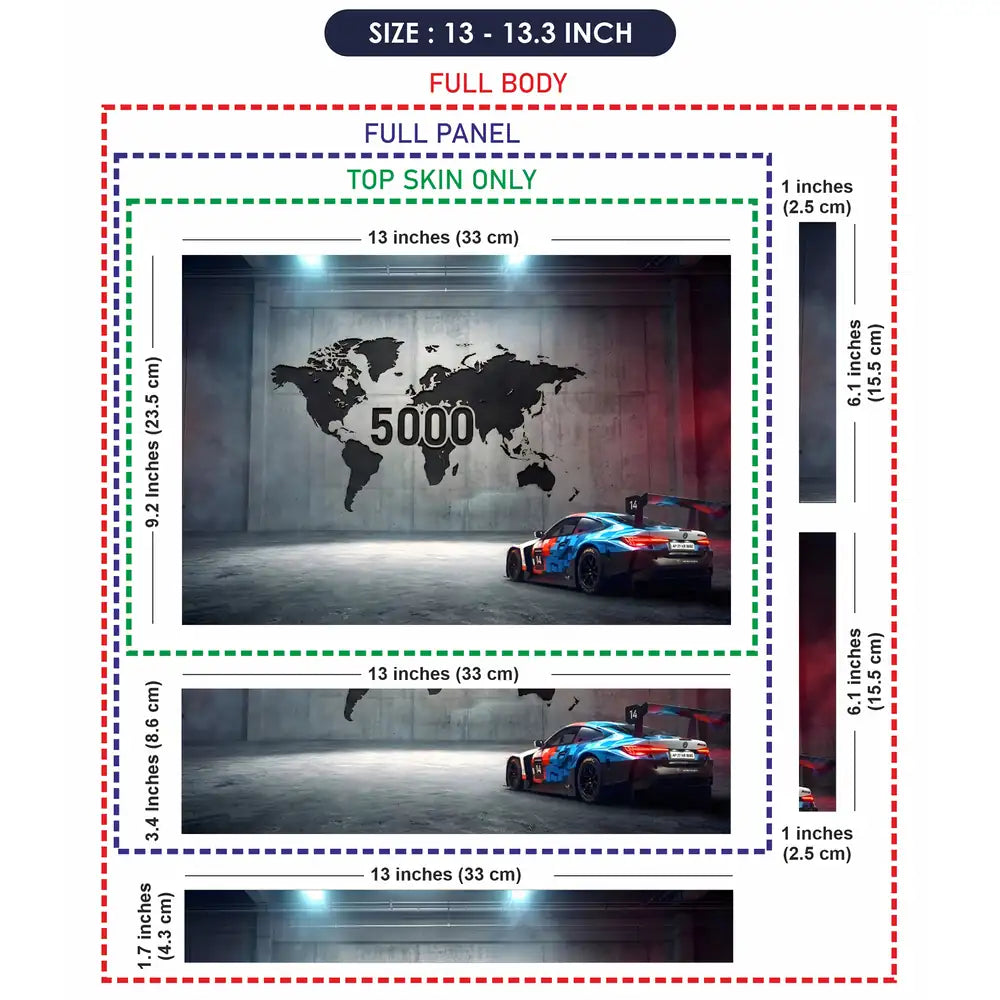 BMW M4 GT3 5000 World Map Front Laptop Skin - View 6