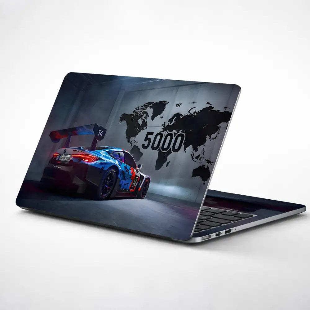 BMW M4 GT3 5000 World Map Rear Laptop Skin - View 1