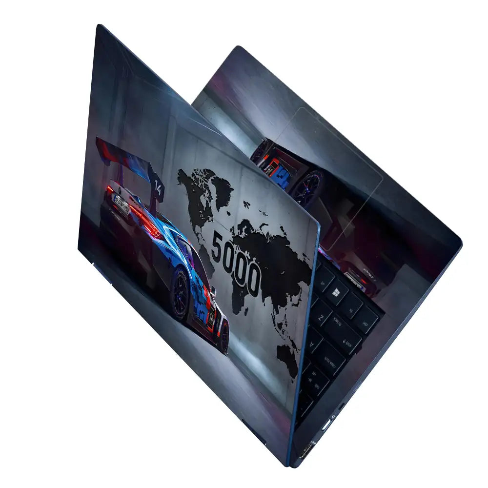 BMW M4 GT3 5000 World Map Rear Laptop Skin - View 2