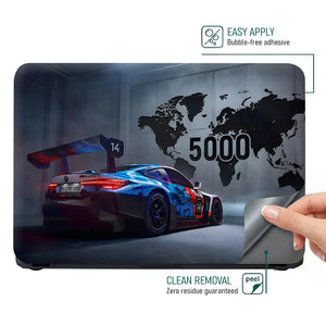BMW M4 GT3 5000 World Map Rear Laptop Skin - View 4
