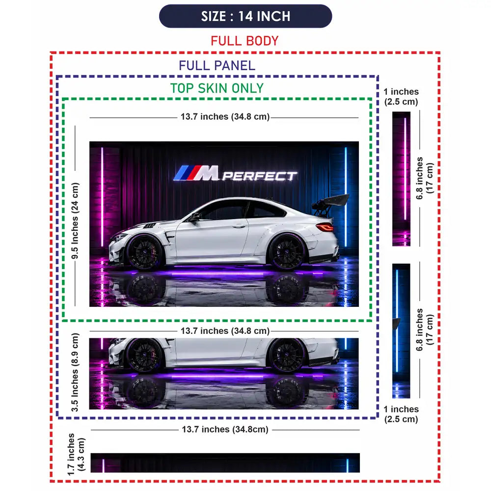 BMW M4 M Perfect Neon Laptop Skin - View 7