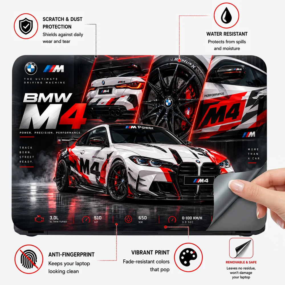 BMW M4 Power in Motion Laptop Skin - View 4