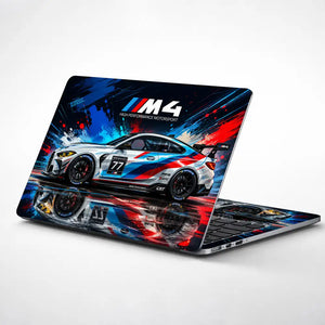 BMW M4 Race Car 77 Diagonal Laptop Skin - View 1