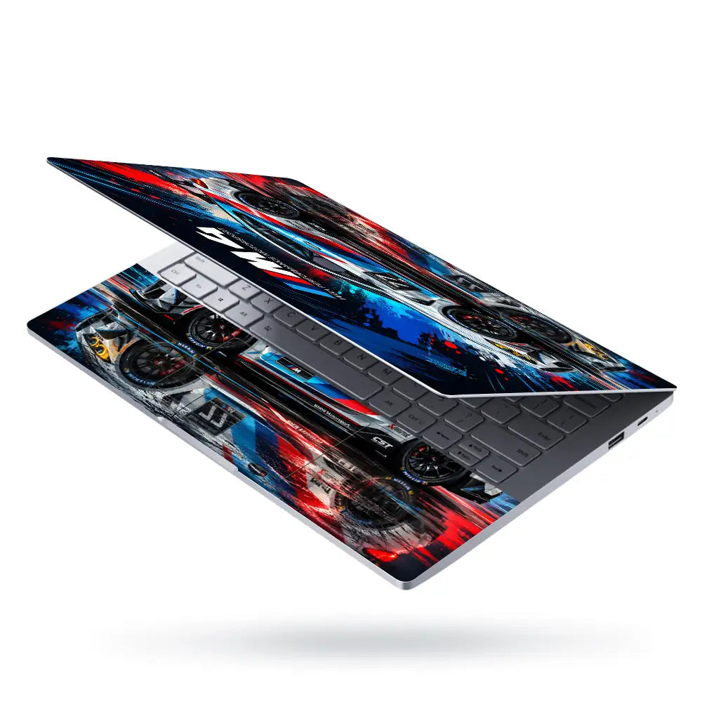 BMW M4 Race Car 77 Diagonal Laptop Skin - View 3