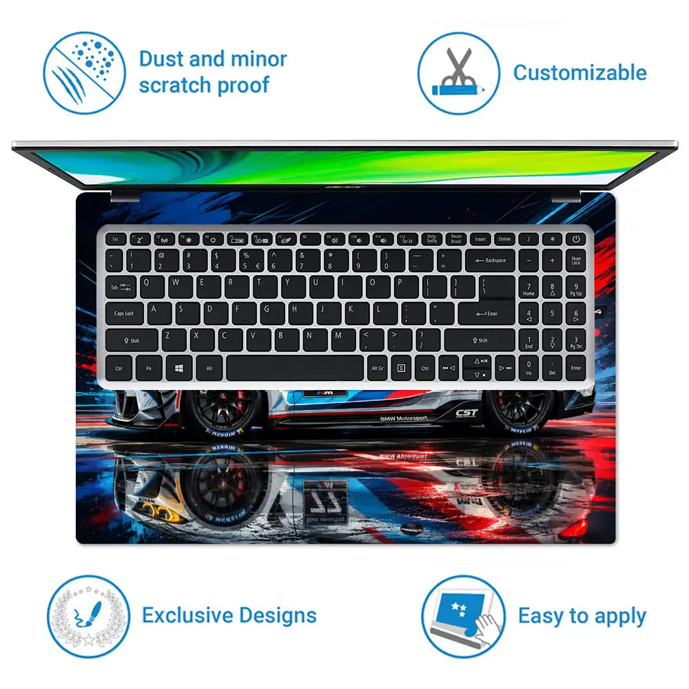 BMW M4 Race Car 77 Diagonal Laptop Skin - View 5