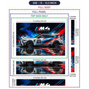 BMW M4 Race Car 77 Diagonal Laptop Skin - View 6