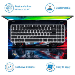BMW M4 Race Car 77 Side Splash Laptop Skin - View 5