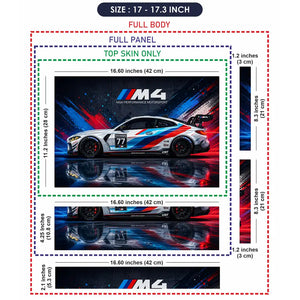 BMW M4 Race Car 77 Side Splash Laptop Skin - View 9