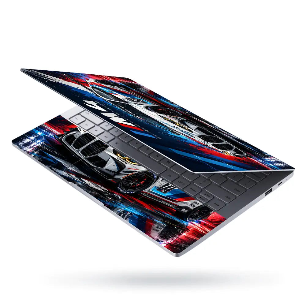 BMW M4 Race Car Front M Power Laptop Skin - View 3