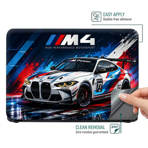 BMW M4 Race Car Front M Power Laptop Skin - View 4