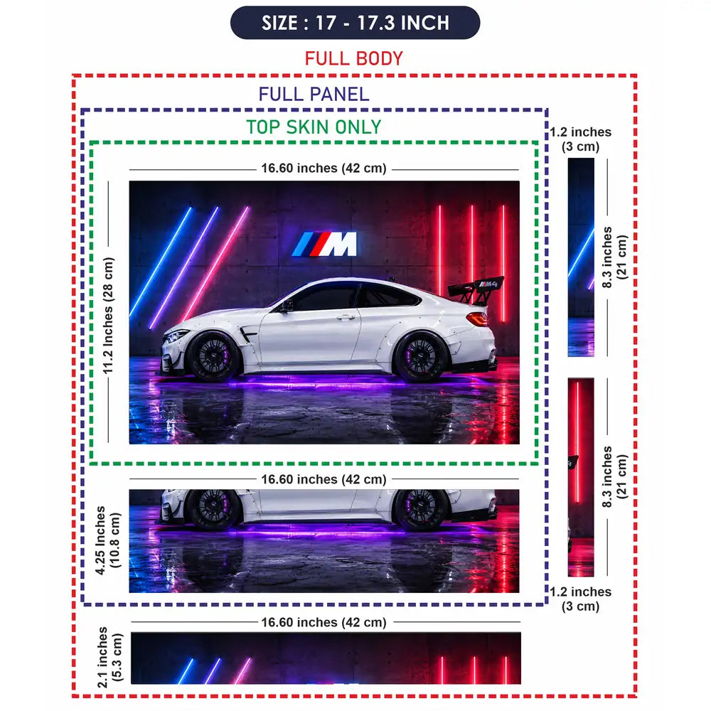 BMW M4 White Neon Garage Laptop Skin - View 9