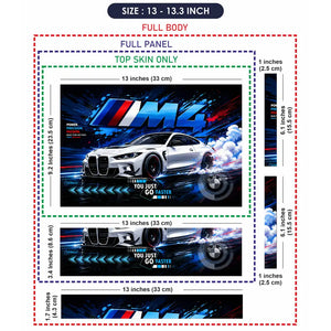 BMW M4 White Smoke Drift Blue Laptop Skin - View 6