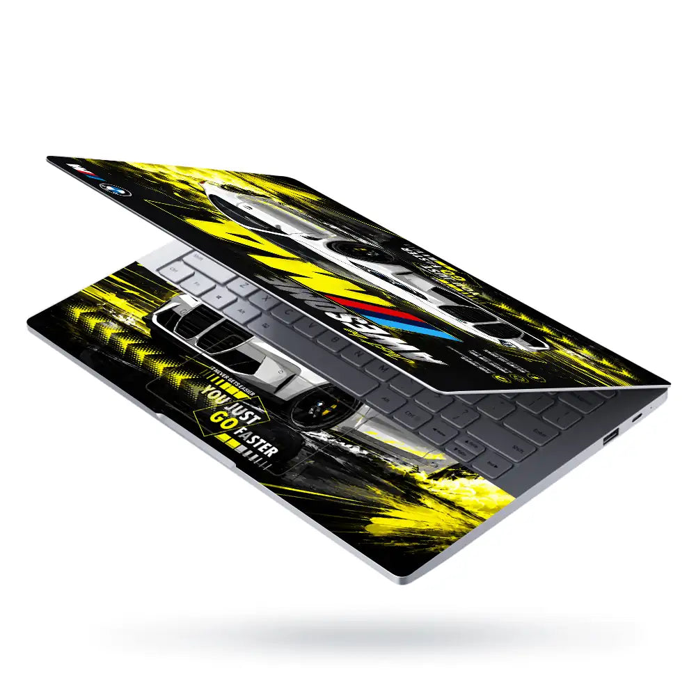 BMW M4 Yellow Smoke Awesome Laptop Skin - View 3