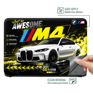 BMW M4 Yellow Smoke Awesome Laptop Skin - View 4