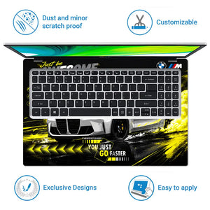 BMW M4 Yellow Smoke Awesome Laptop Skin - View 5