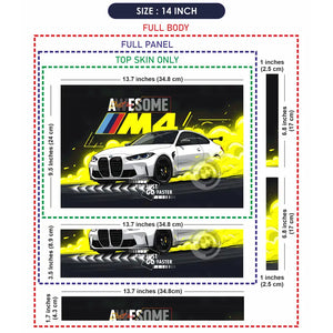 BMW M4 Yellow Smoke Drift Art Laptop Skin - View 7