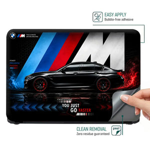 BMW M5 Black Go Faster Laptop Skin - View 4