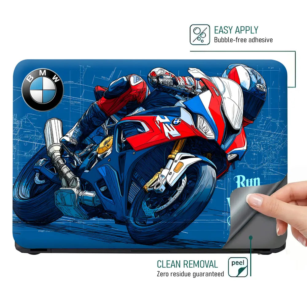 BMW S1000RR M Color Racing Bike Laptop Skin - View 4