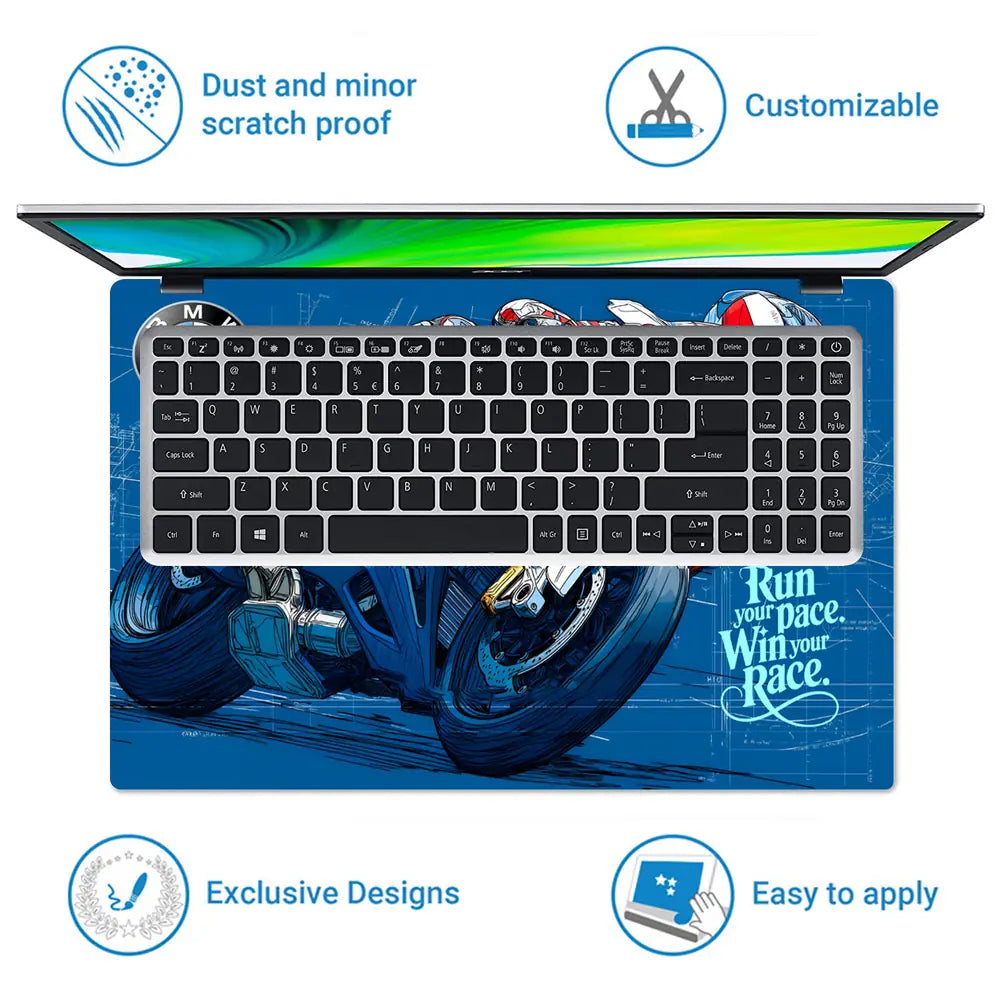 BMW S1000RR M Color Racing Bike Laptop Skin - View 5