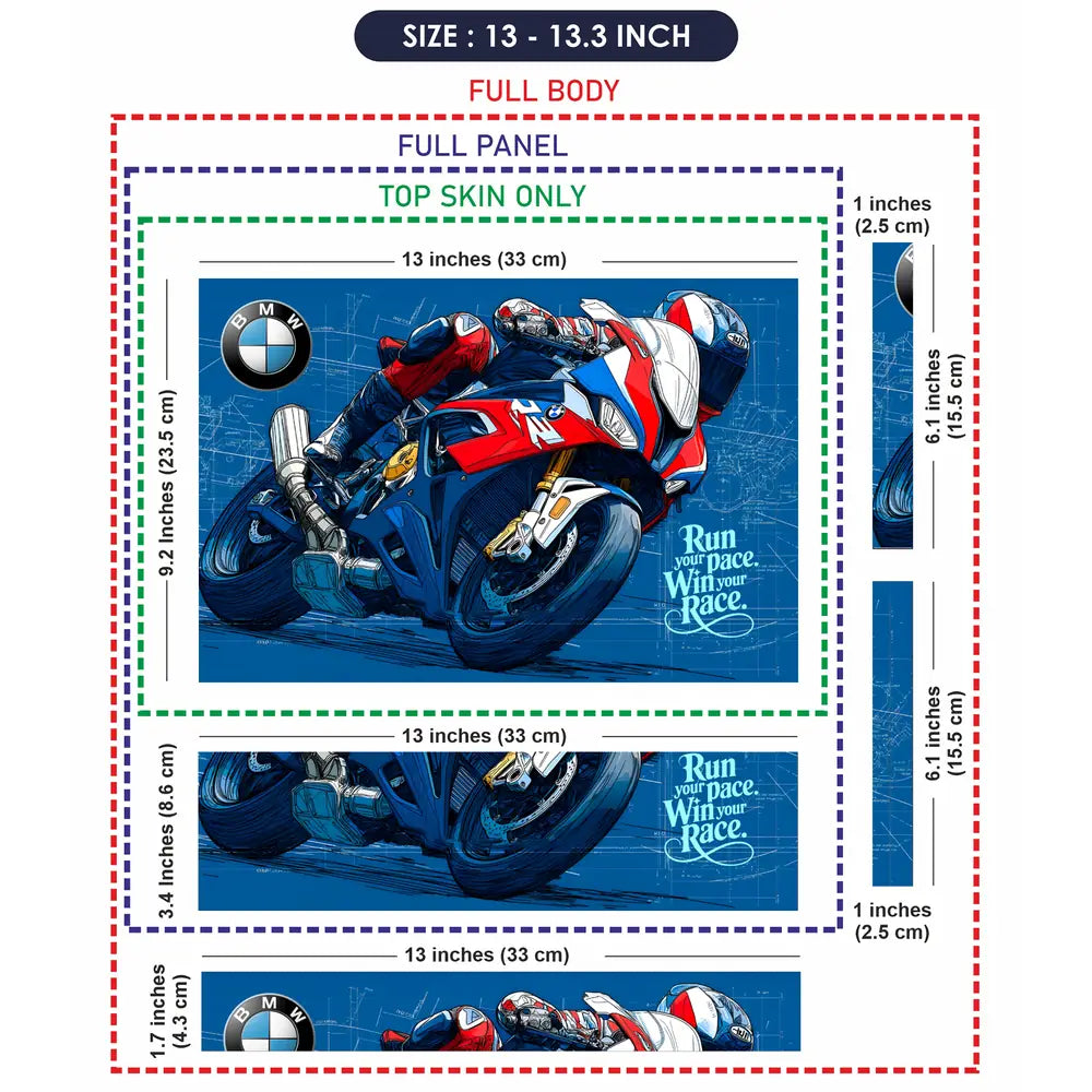 BMW S1000RR M Color Racing Bike Laptop Skin - View 6