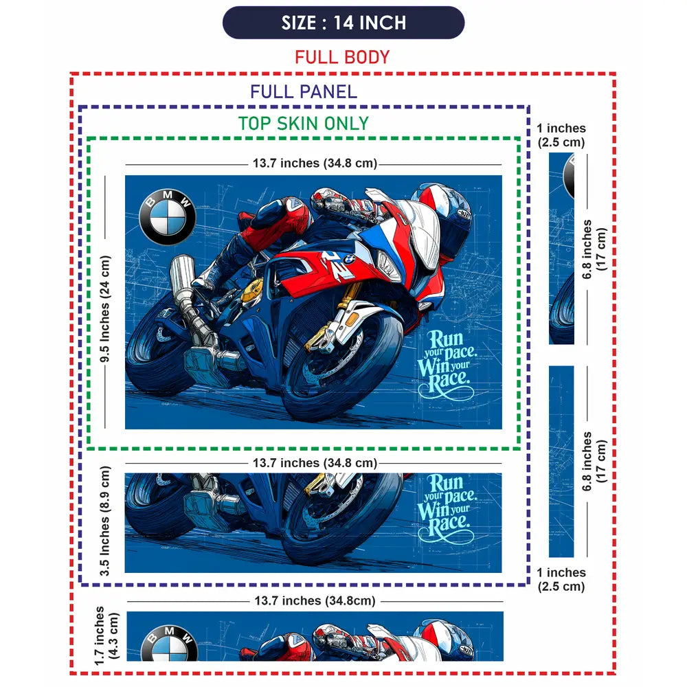 BMW S1000RR M Color Racing Bike Laptop Skin - View 7
