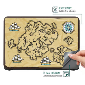 Boat Compass Brown Shaded Map Laptop Skin - View 4