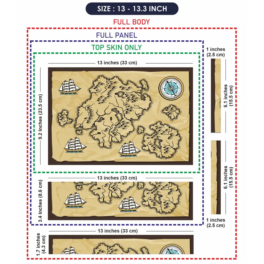 Boat Compass Brown Shaded Map Laptop Skin - View 6