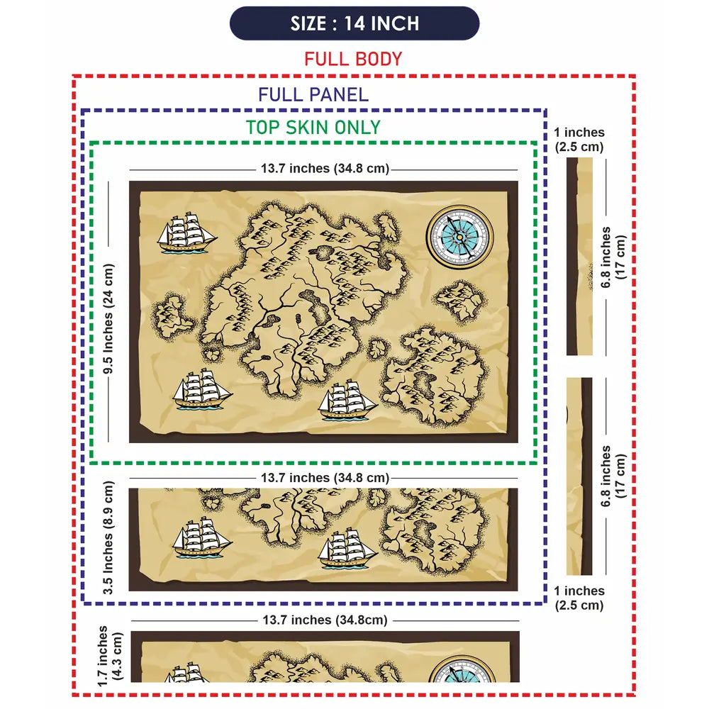 Boat Compass Brown Shaded Map Laptop Skin - View 7